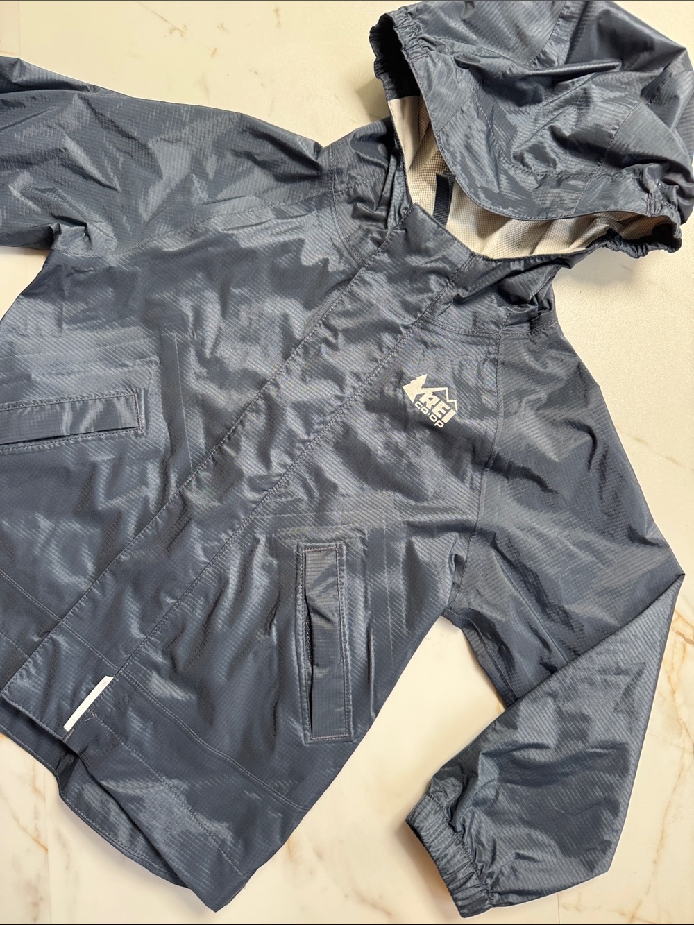 REI Co OP 2T Windbreaker Jacket Blue Hike Travel Packable Adventure